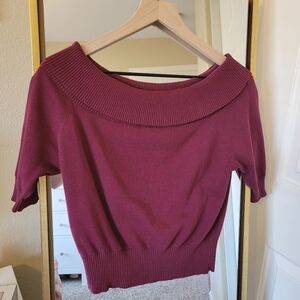 Collectif off the shoulder wine red knit sweater size M